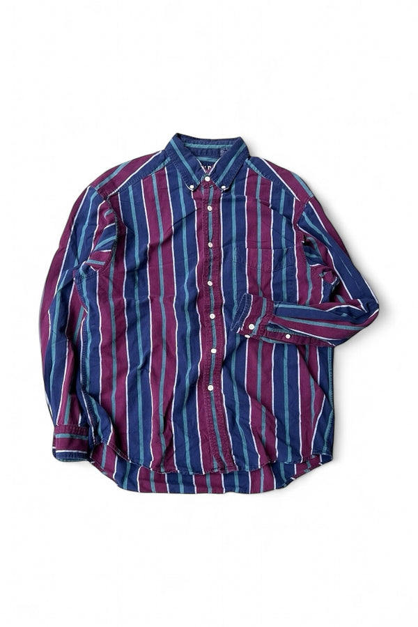 88-90'S L/S STRIPE SHIRT / NAVY [SIZE: L USED]