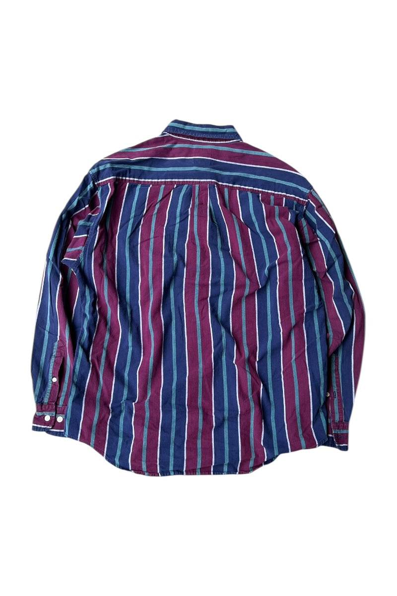 88-90'S L/S STRIPE SHIRT / NAVY [SIZE: L USED]