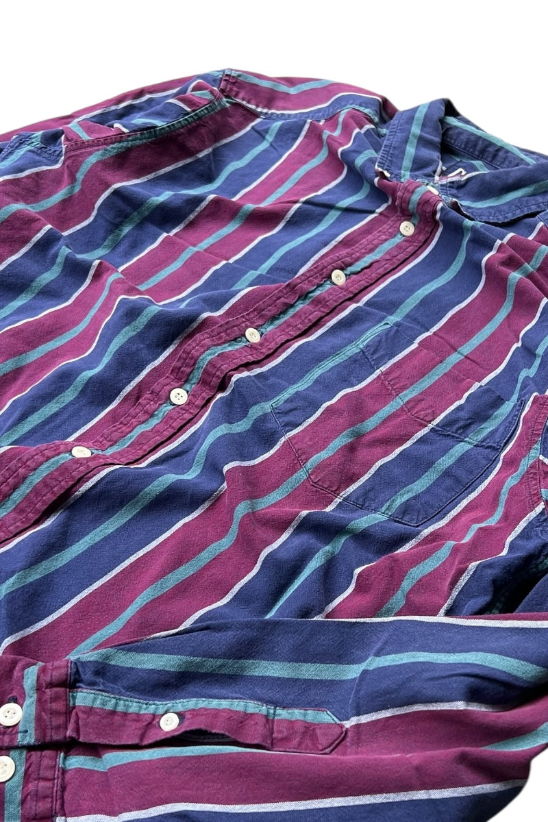 88-90'S L/S STRIPE SHIRT / NAVY [SIZE: L USED]