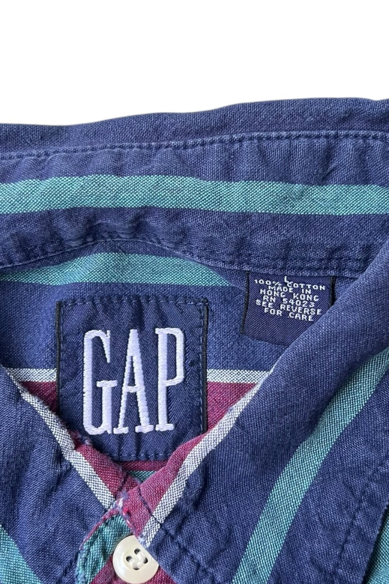 88-90'S L/S STRIPE SHIRT / NAVY [SIZE: L USED]