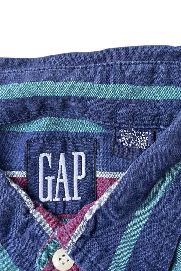 88-90'S L/S STRIPE SHIRT / NAVY [SIZE: L USED]
