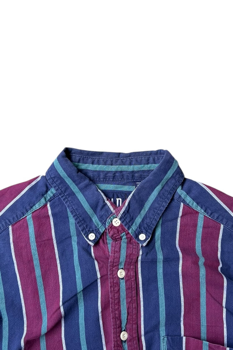 88-90'S L/S STRIPE SHIRT / NAVY [SIZE: L USED]
