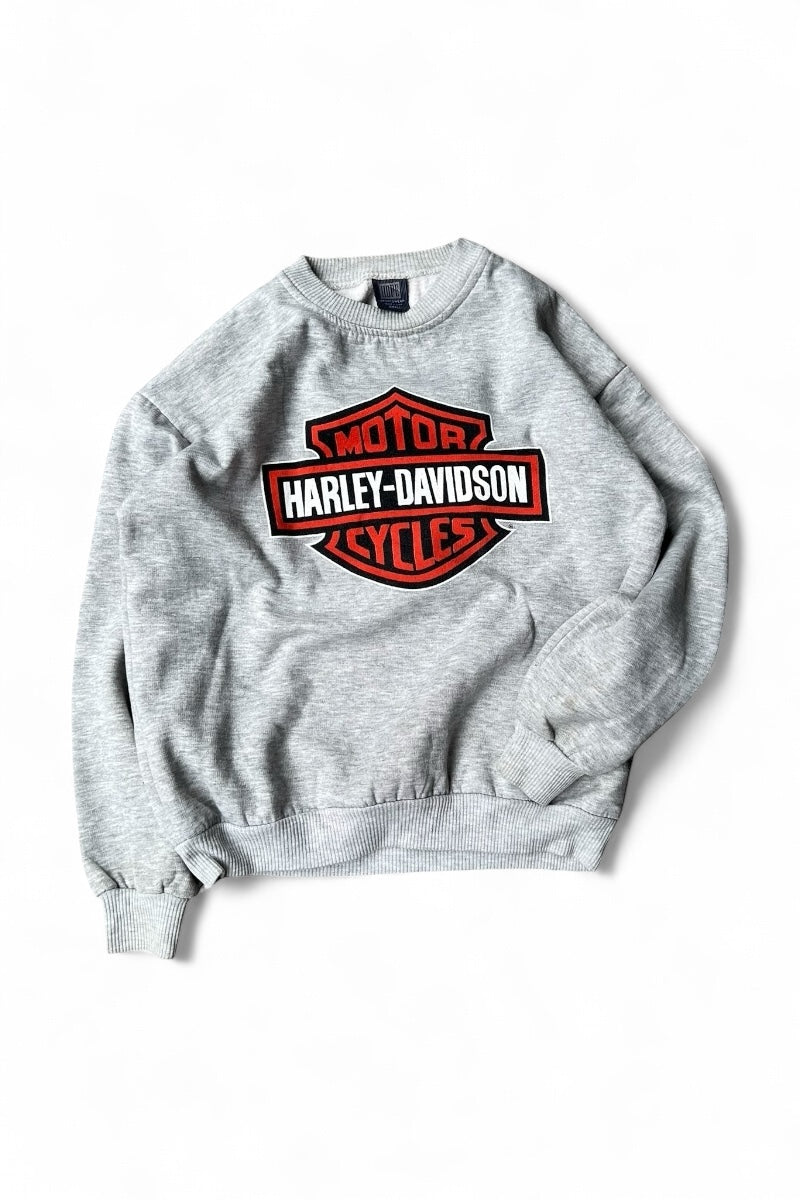 MADE IN USA 90'S HARLEY-DAVIDSON LOGO SWEATSHIRT / GRAY [SIZE: S USED]