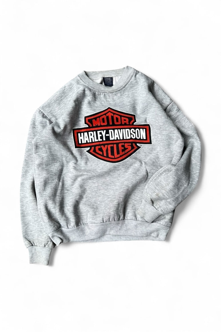 MADE IN USA 90'S HARLEY-DAVIDSON LOGO SWEATSHIRT / GRAY [SIZE: S USED]