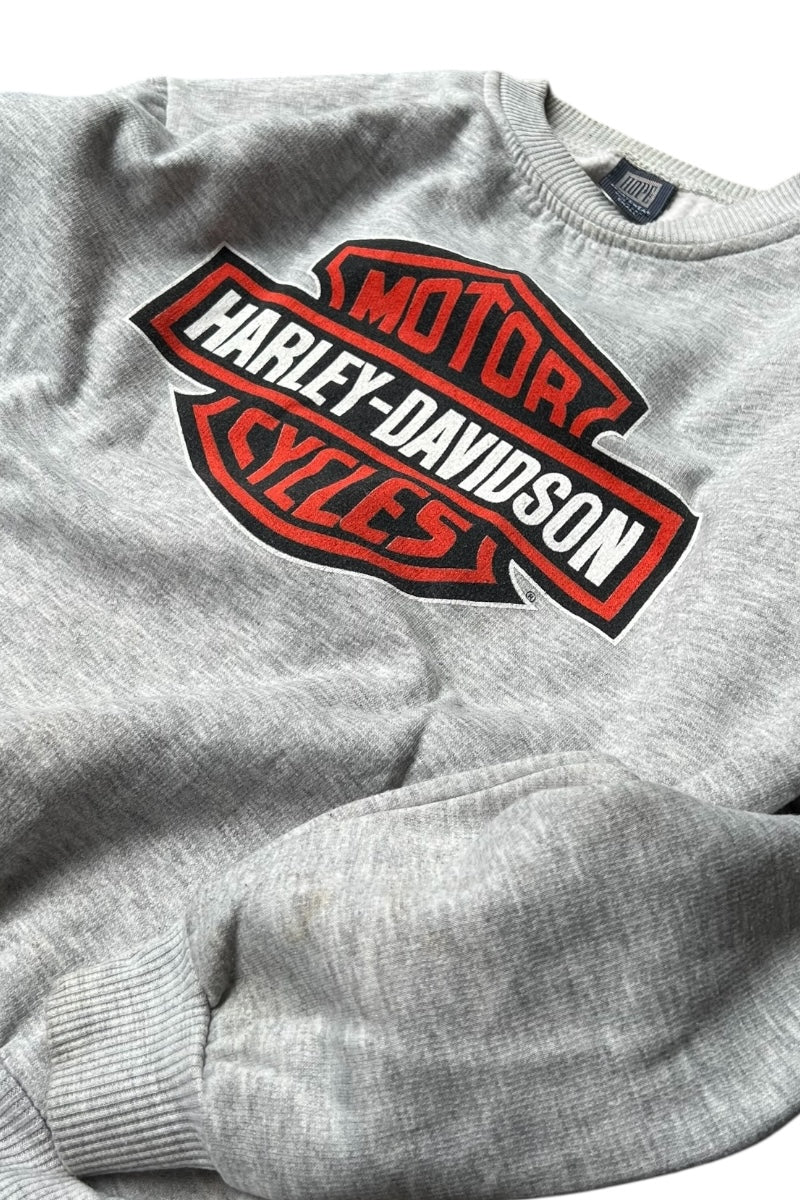 MADE IN USA 90'S HARLEY-DAVIDSON LOGO SWEATSHIRT / GRAY [SIZE: S USED]