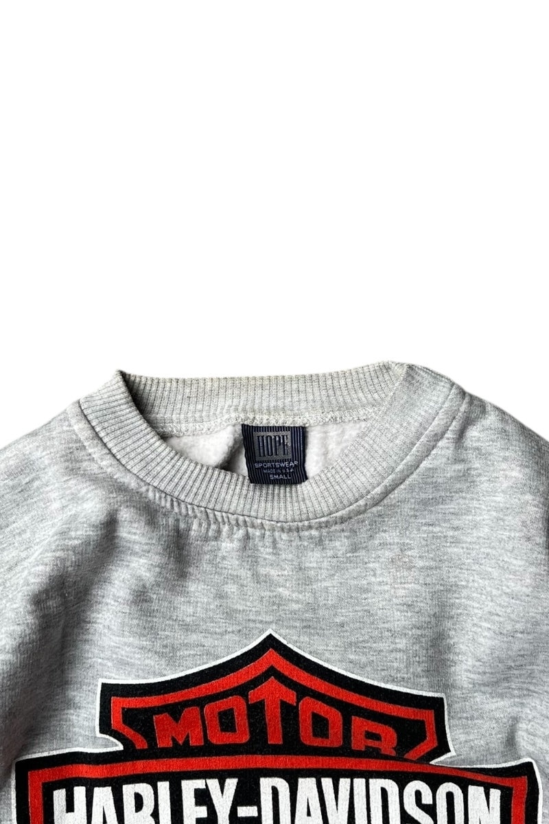 MADE IN USA 90'S HARLEY-DAVIDSON LOGO SWEATSHIRT / GRAY [SIZE: S USED]