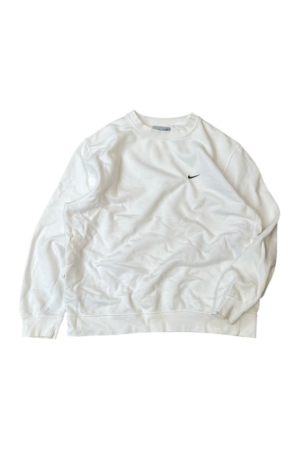MADE IN TURKEY Y2K EARLY 00'S ONE POINT LOGO SWEATSHIRT / WHITE [SIZE: L USED]