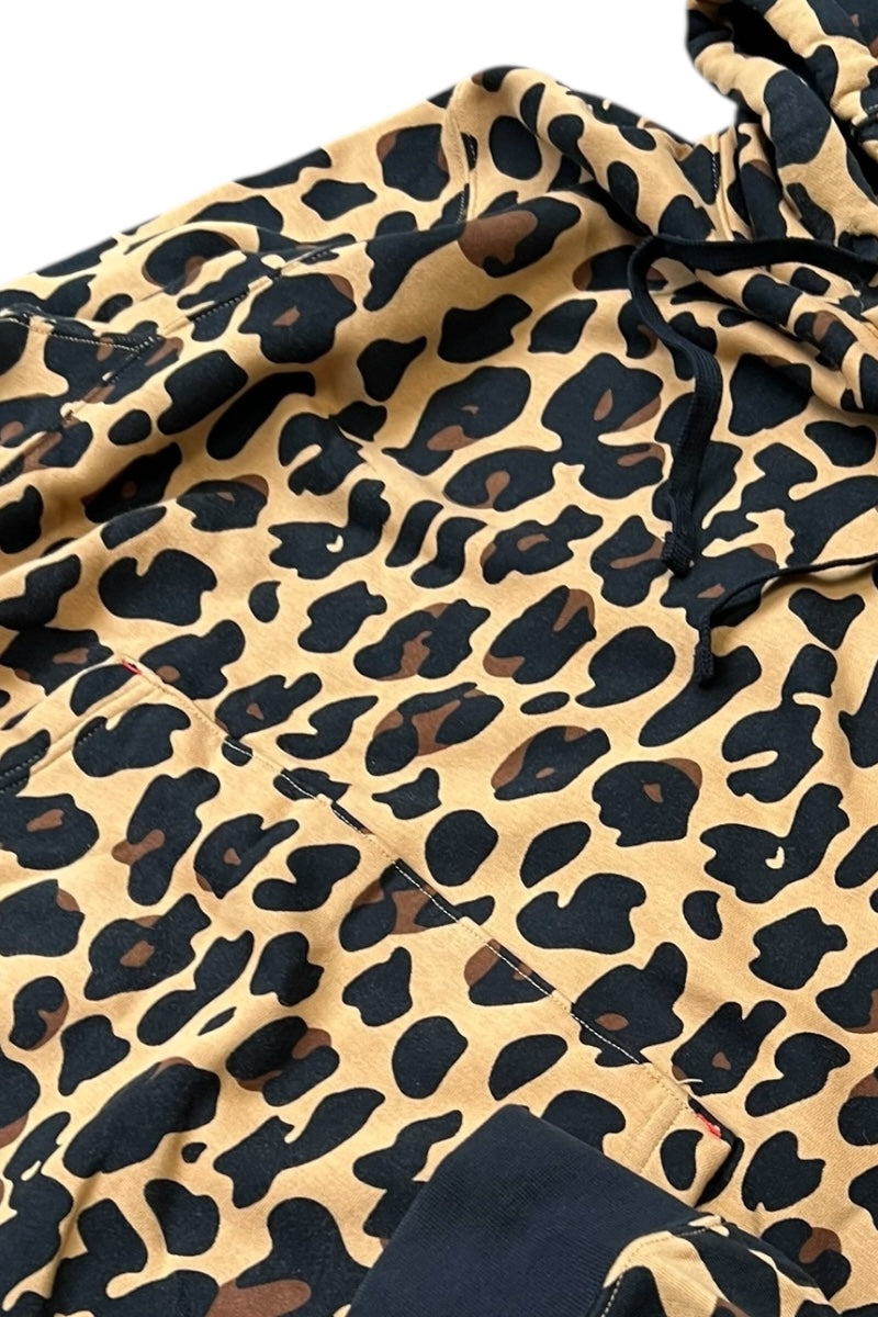 LEOPARD HOODIE SWEATSHIRT / BROWN [SIZE: L USED]