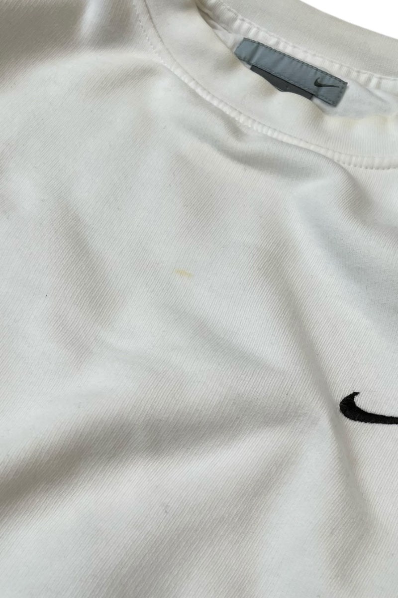 MADE IN TURKEY Y2K EARLY 00'S ONE POINT LOGO SWEATSHIRT / WHITE [SIZE: L USED]