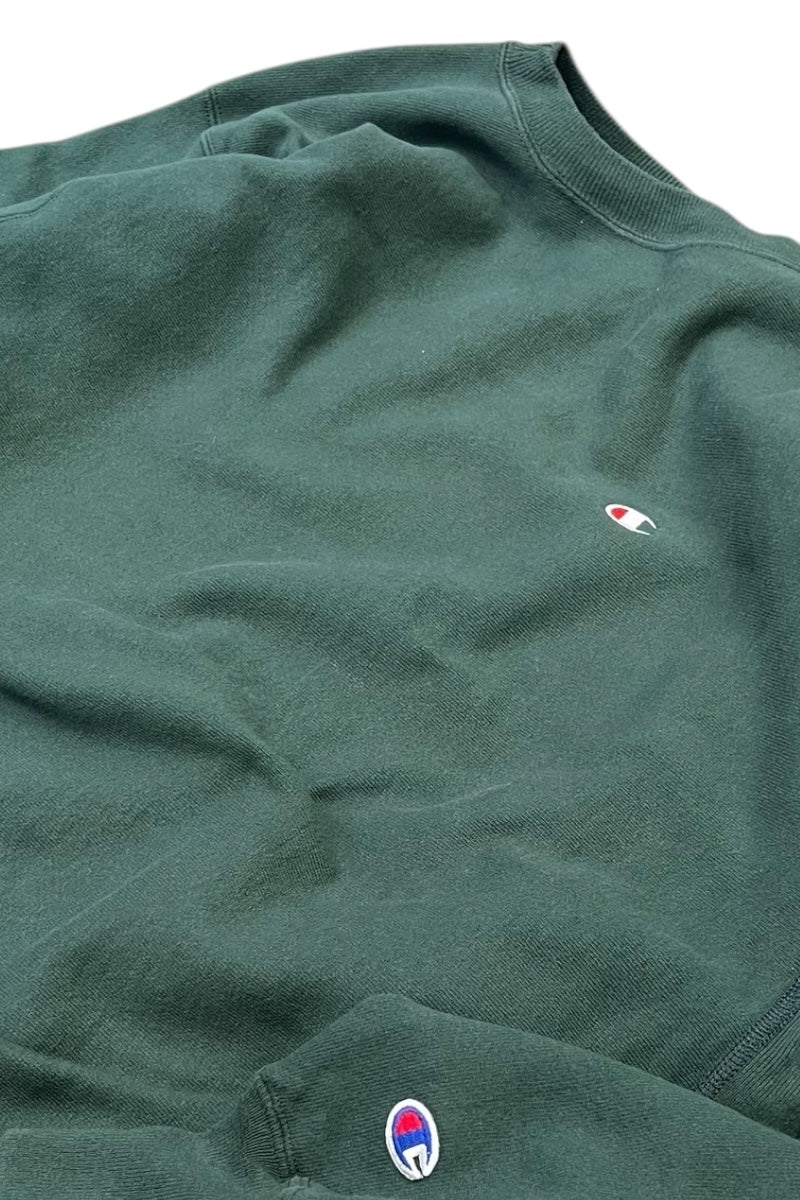 90'S ONE POINT REVERSE WEAVE SWEATSHIRT / GREEN [SIZE: XL USED]