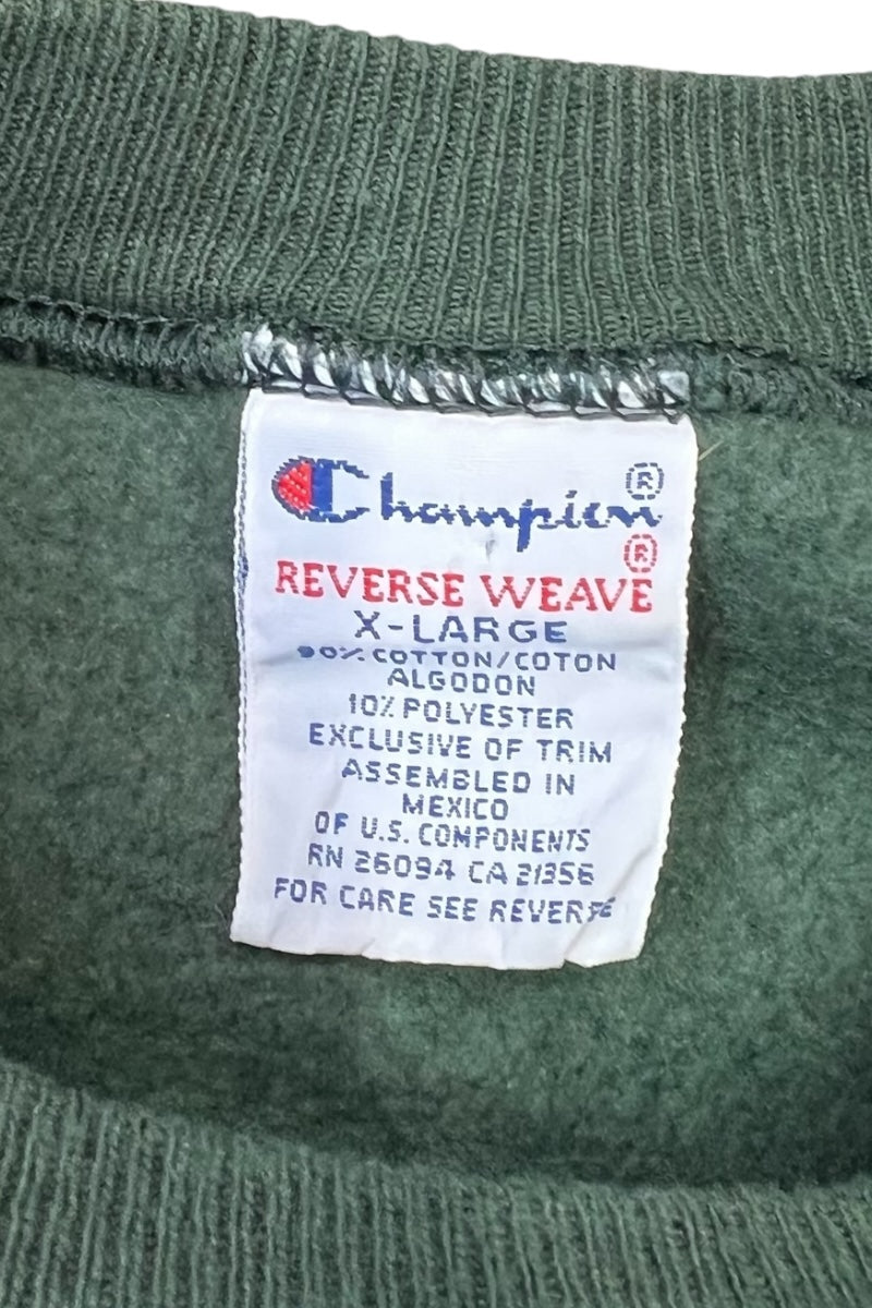90'S ONE POINT REVERSE WEAVE SWEATSHIRT / GREEN [SIZE: XL USED]