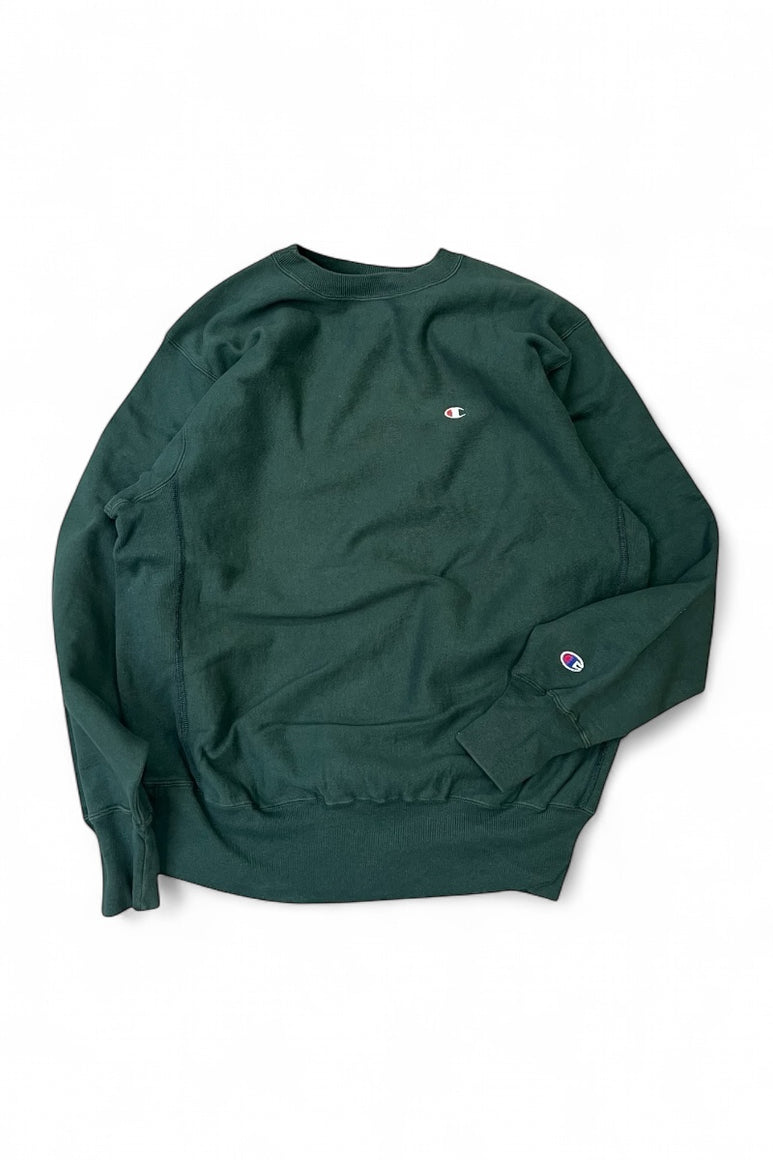 90'S ONE POINT REVERSE WEAVE SWEATSHIRT / GREEN [SIZE: XL USED]