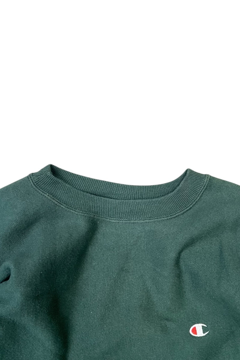 90'S ONE POINT REVERSE WEAVE SWEATSHIRT / GREEN [SIZE: XL USED]