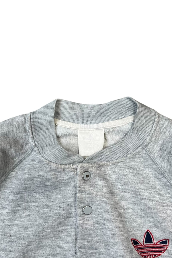 80'S HENRY NECK SWEATSHIRT / GRAY [SIZE: S USED]