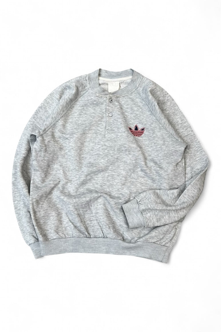80'S HENRY NECK SWEATSHIRT / GRAY [SIZE: S USED]