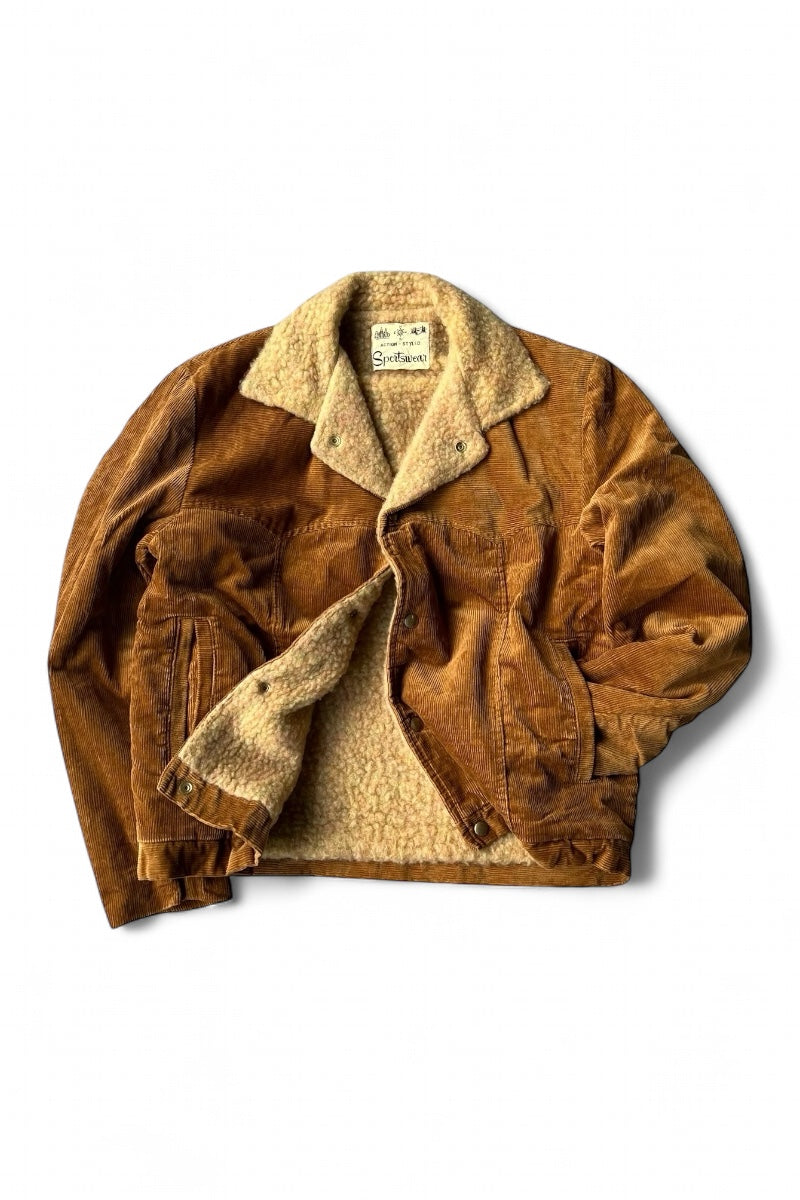 60'S CORDUROY BOA JACKET / BEIGE [SIZE: S USED]