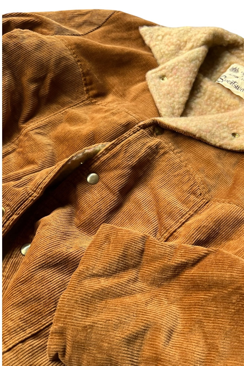 60'S CORDUROY BOA JACKET / BEIGE [SIZE: S USED]