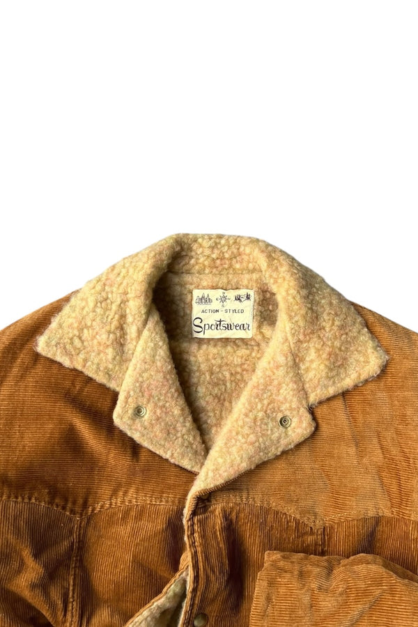 60'S CORDUROY BOA JACKET / BEIGE [SIZE: S USED]