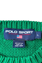 画像をギャラリービューアに読み込む, 90&#39;S BORDER COTTON KNIT SWEATER / GREEN [SIZE: L USED]
