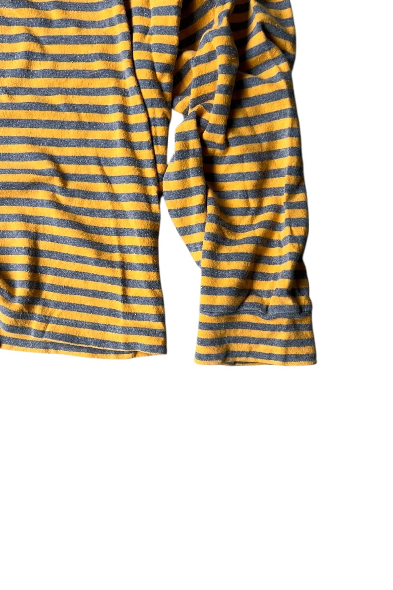 88-90'S L/S BORDER TURTLE NECK T-SHIRT / YELLOW [SIZE: XL USED]