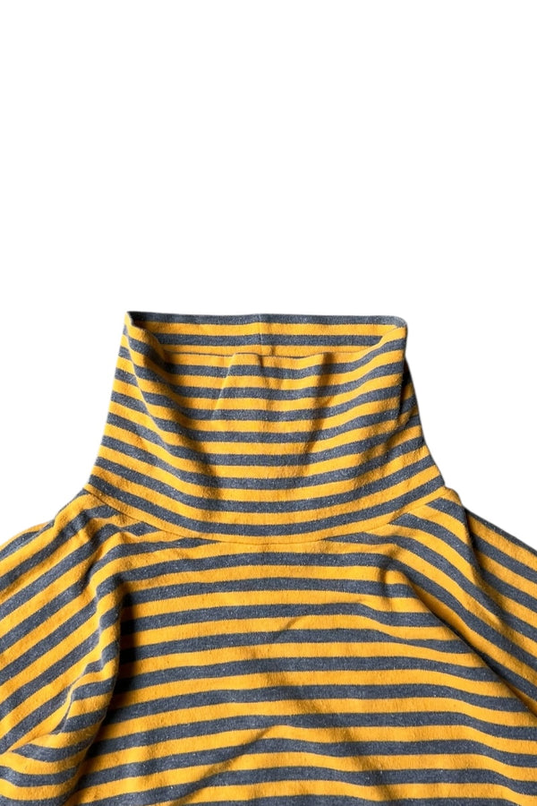 88-90'S L/S BORDER TURTLE NECK T-SHIRT / YELLOW [SIZE: XL USED]