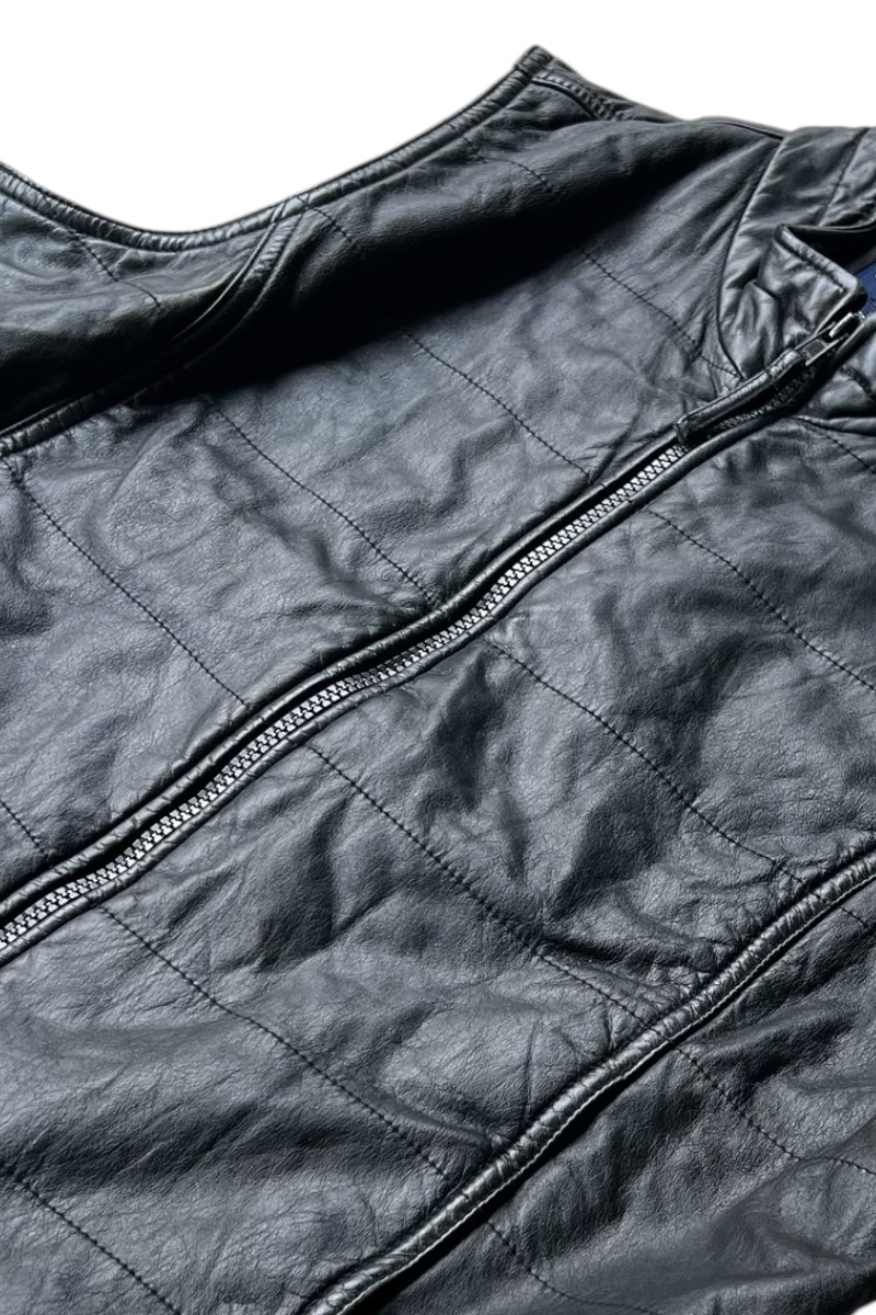 Y2K EARLY 00'S LEATHER VEST / BLACK [SIZE: L USED]