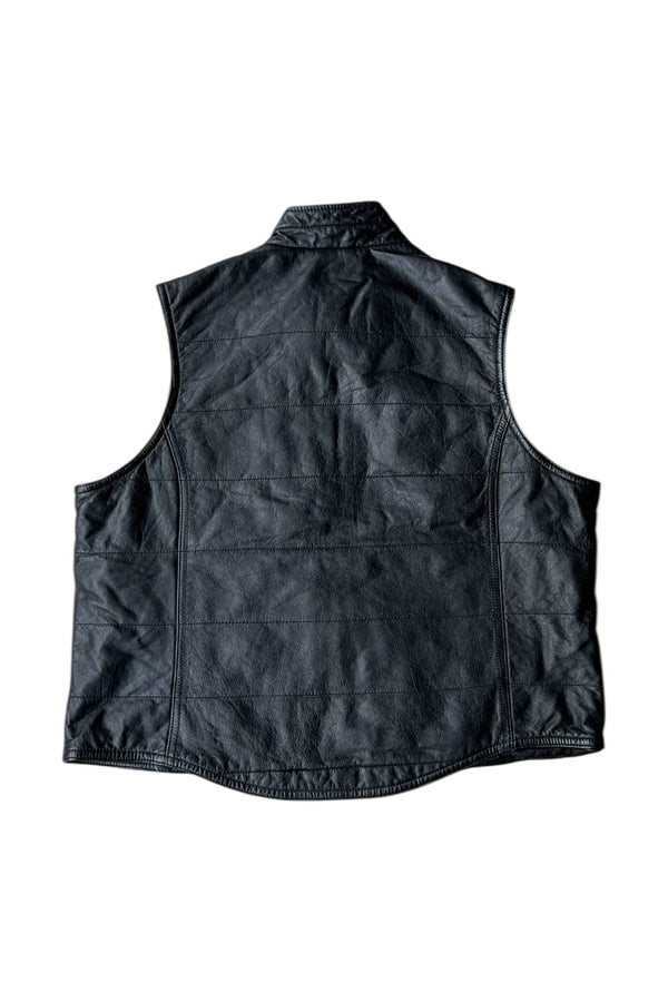 Y2K EARLY 00'S LEATHER VEST / BLACK [SIZE: L USED]