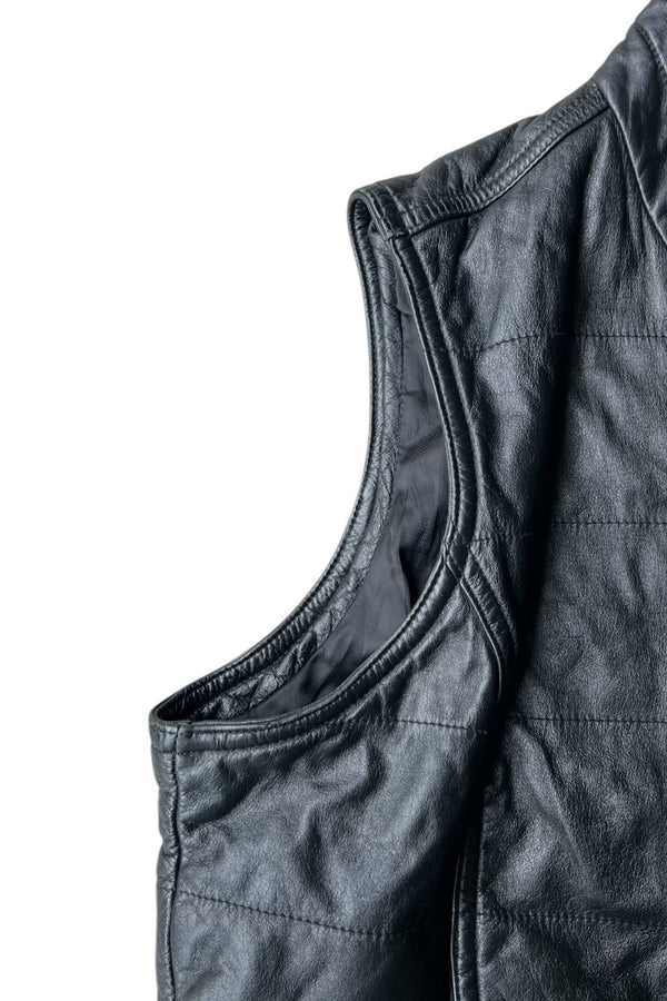 Y2K EARLY 00'S LEATHER VEST / BLACK [SIZE: L USED]