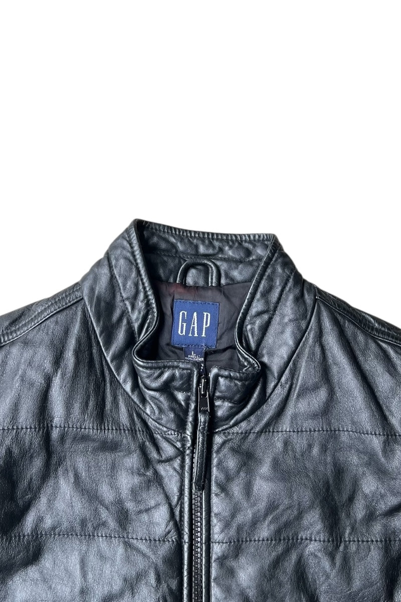 Y2K EARLY 00'S LEATHER VEST / BLACK [SIZE: L USED]