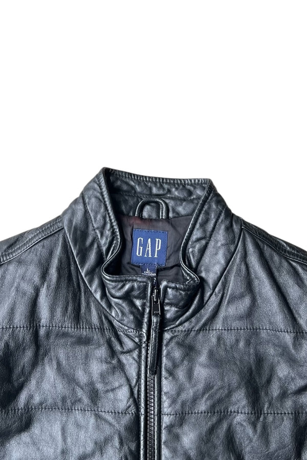 Y2K EARLY 00'S LEATHER VEST / BLACK [SIZE: L USED]