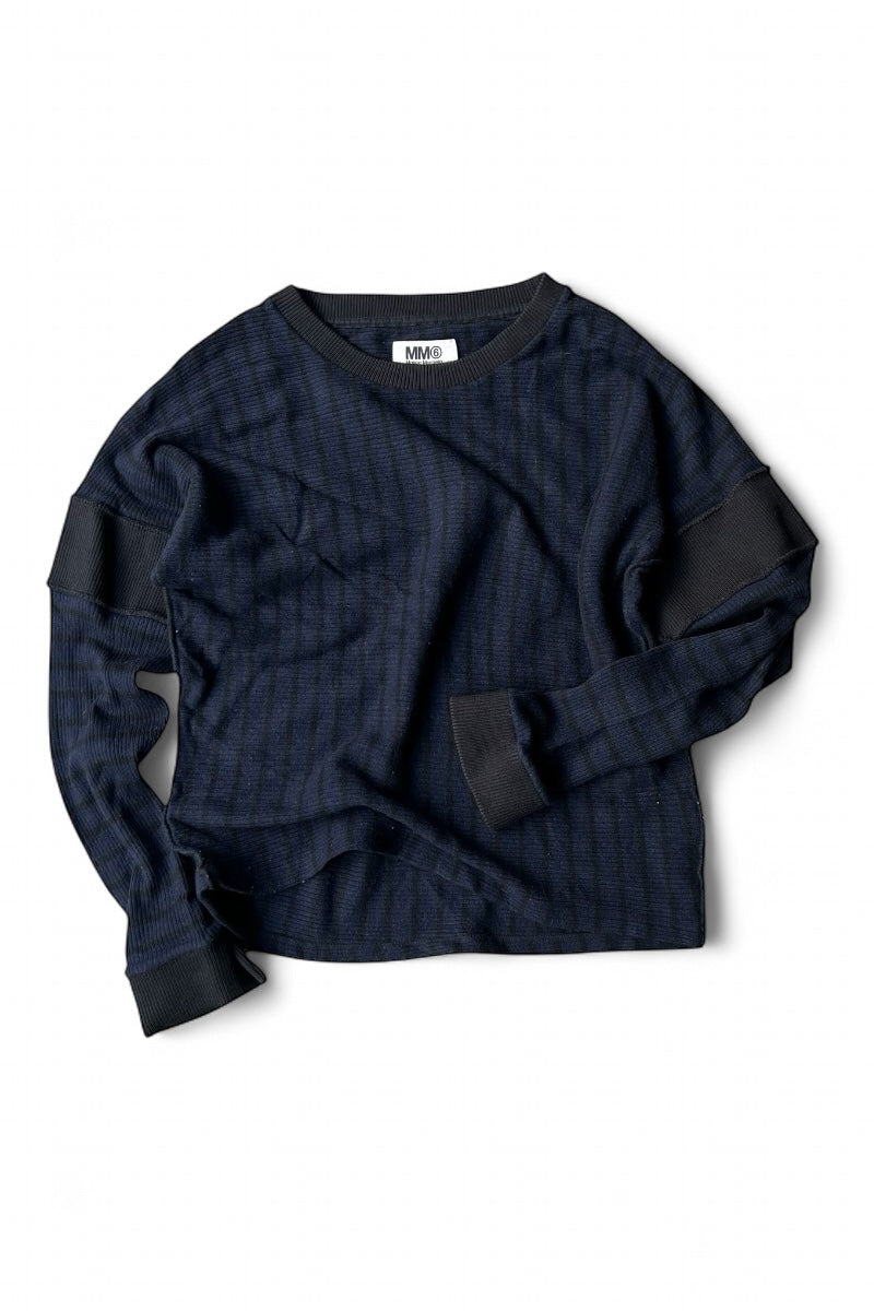 MADE IN ITALY 19AW VERGIN WOOL KNIT SWEATER / NAVY [SIZE: L USED]