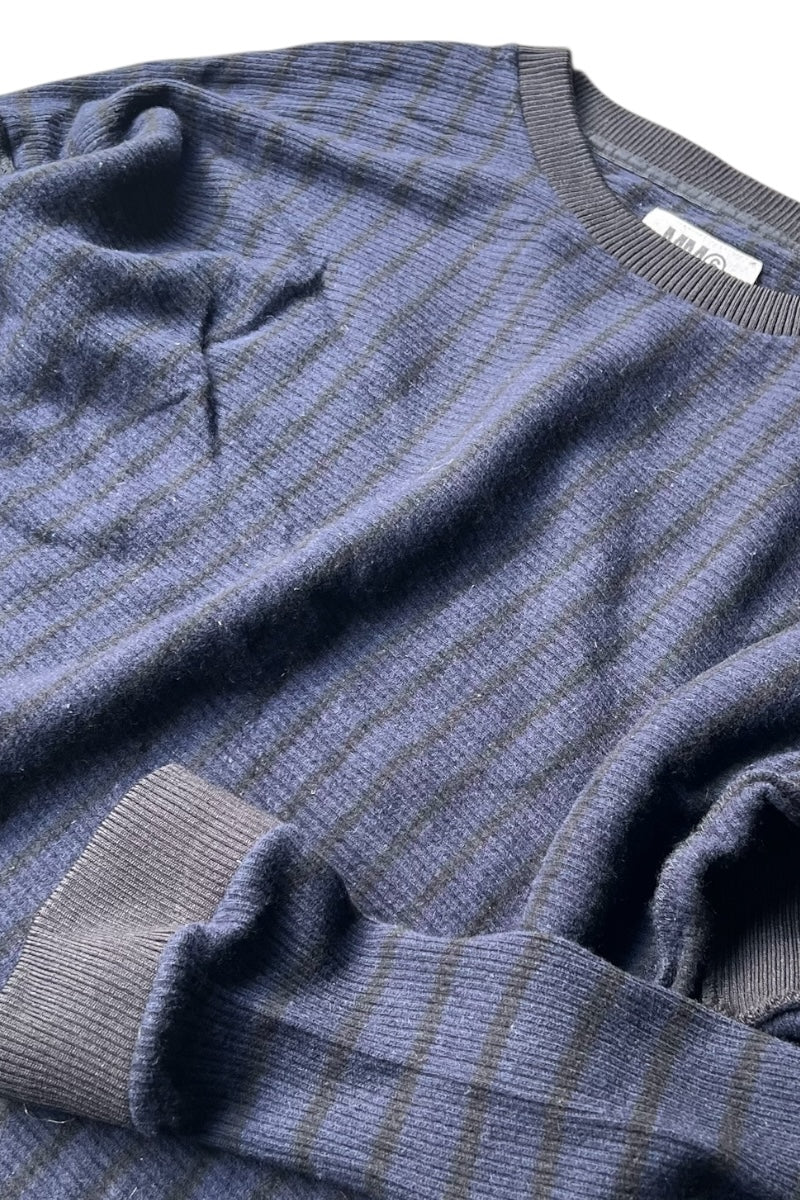 MADE IN ITALY 19AW VIRGIN WOOL KNIT SWEATER / NAVY [SIZE: L USED]