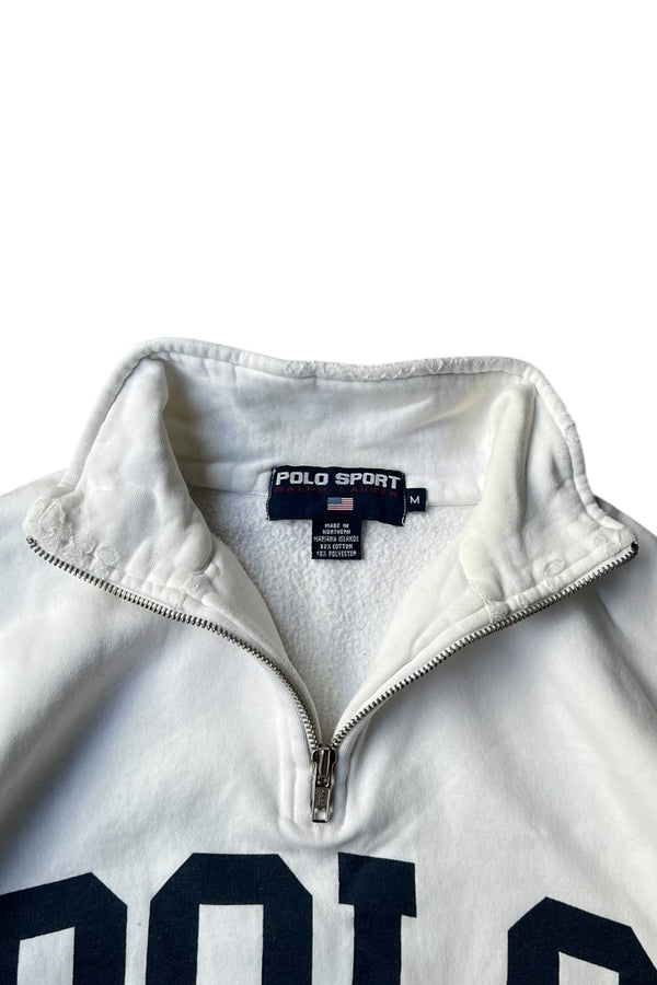 90'S HALF-ZIP SWEATSHIRT / WHITE [SIZE: M USED]