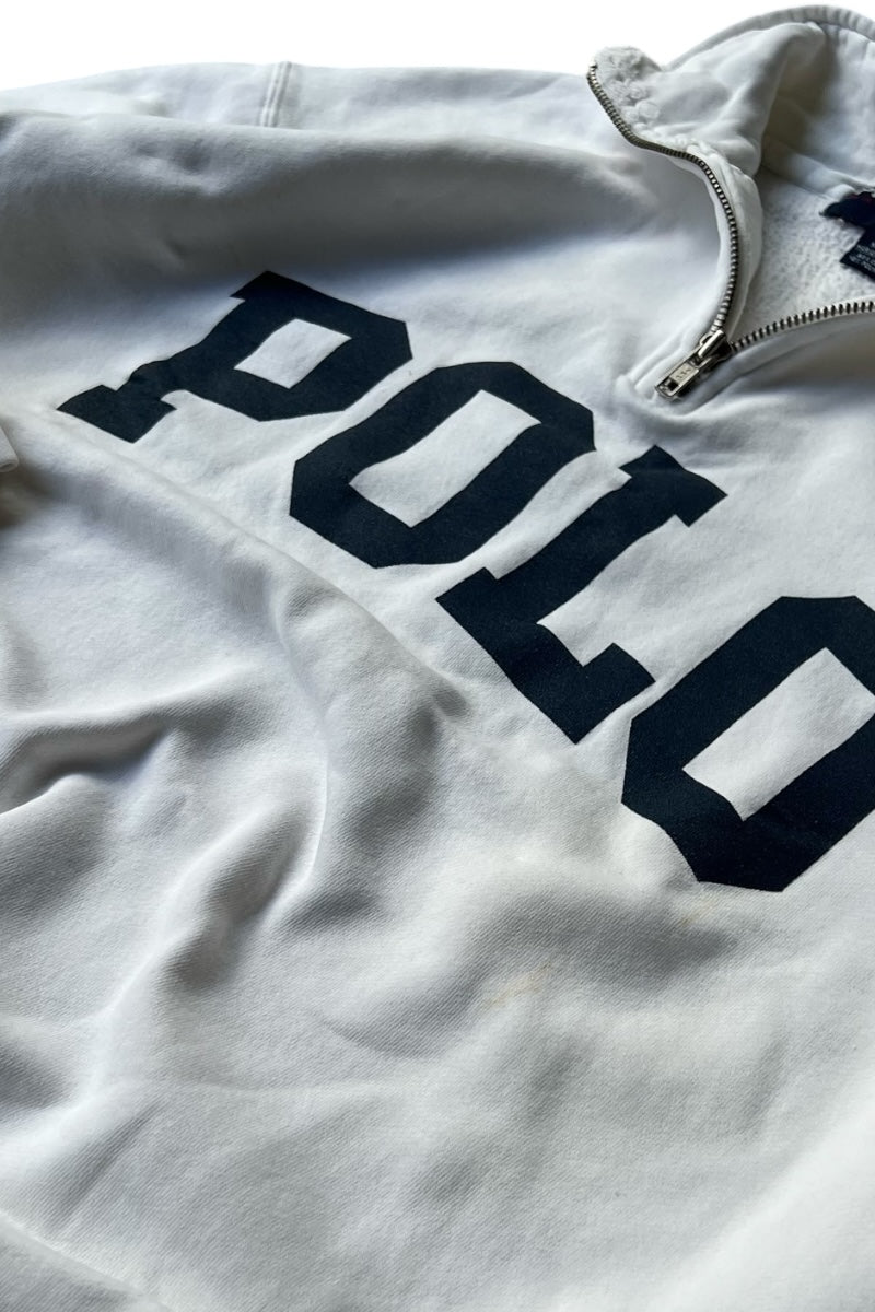 90'S HALF-ZIP SWEATSHIRT / WHITE [SIZE: M USED]