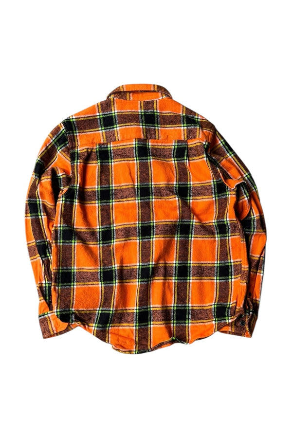 FLANNEL CHECK L/S SHIRT JACKET / ORANGE [SIZE: S USED]