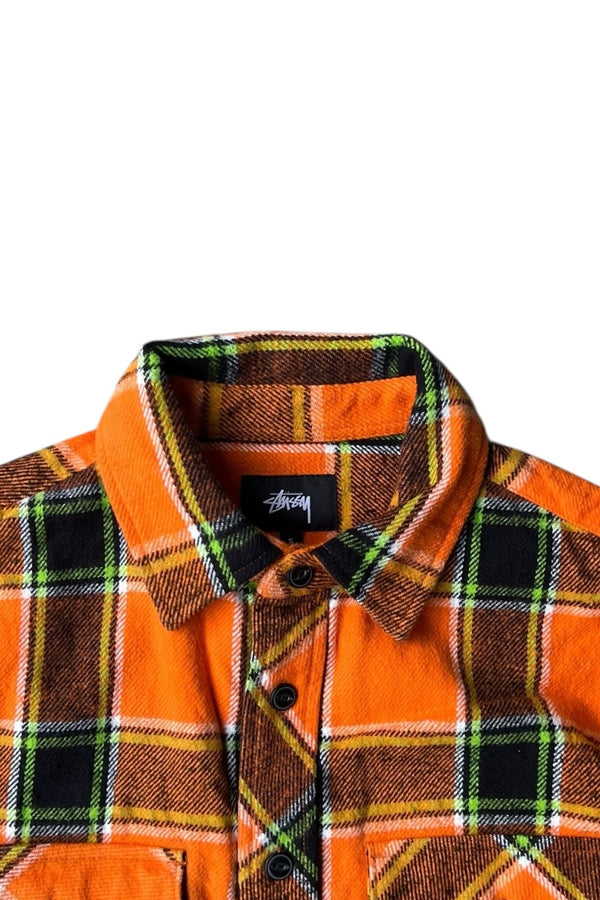 FLANNEL CHECK L/S SHIRT JACKET / ORANGE [SIZE: S USED]