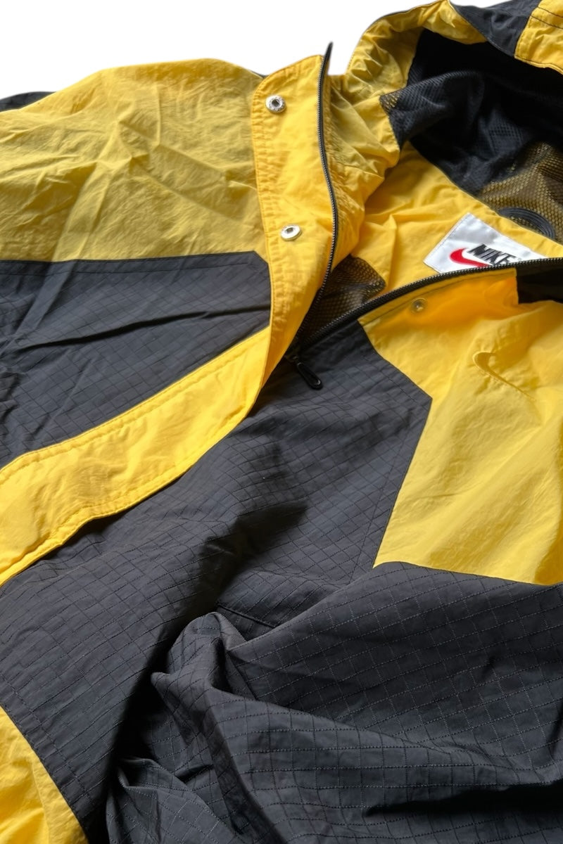 90'S ZIP NYLON HOODIE JACKET / YELLOW [SIZE: M USED]