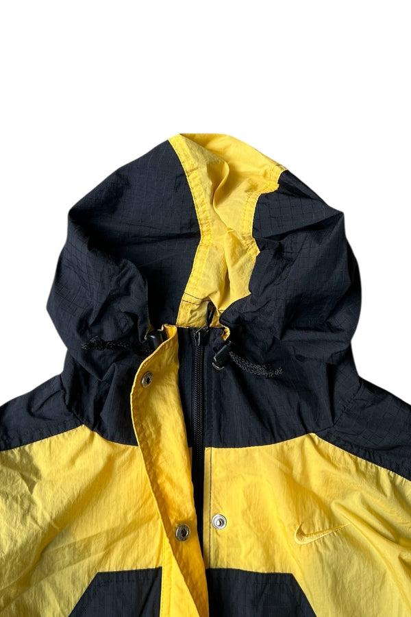 90'S ZIP NYLON HOODIE JACKET / YELLOW [SIZE: M USED]
