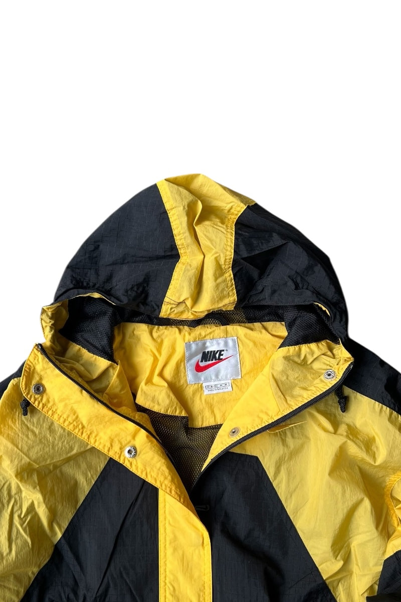 90'S ZIP NYLON HOODIE JACKET / YELLOW [SIZE: M USED]
