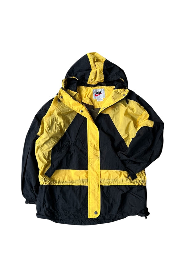 90'S ZIP NYLON HOODIE JACKET / YELLOW [SIZE: M USED]