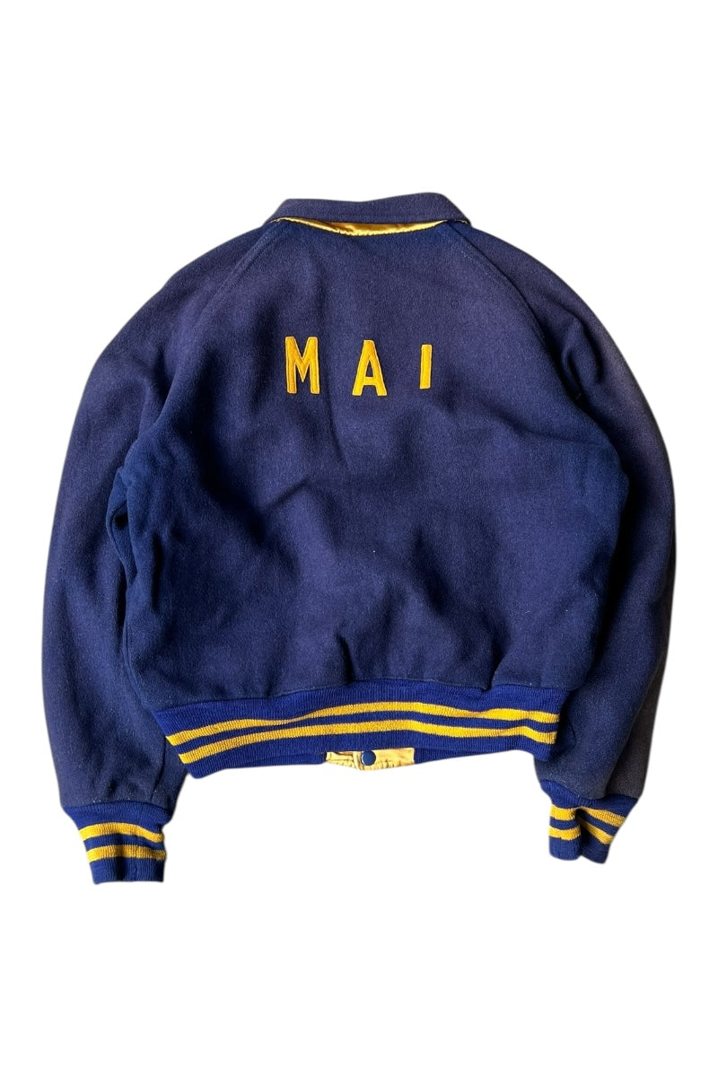 70-80s MAI WOOL STADIUM REVERSIBLE JACKET / NAVY [SIZE: S USED]