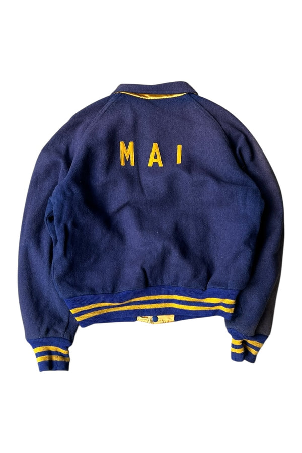 70-80s MAI WOOL STADIUM REVERSIBLE JACKET / NAVY [SIZE: S USED]