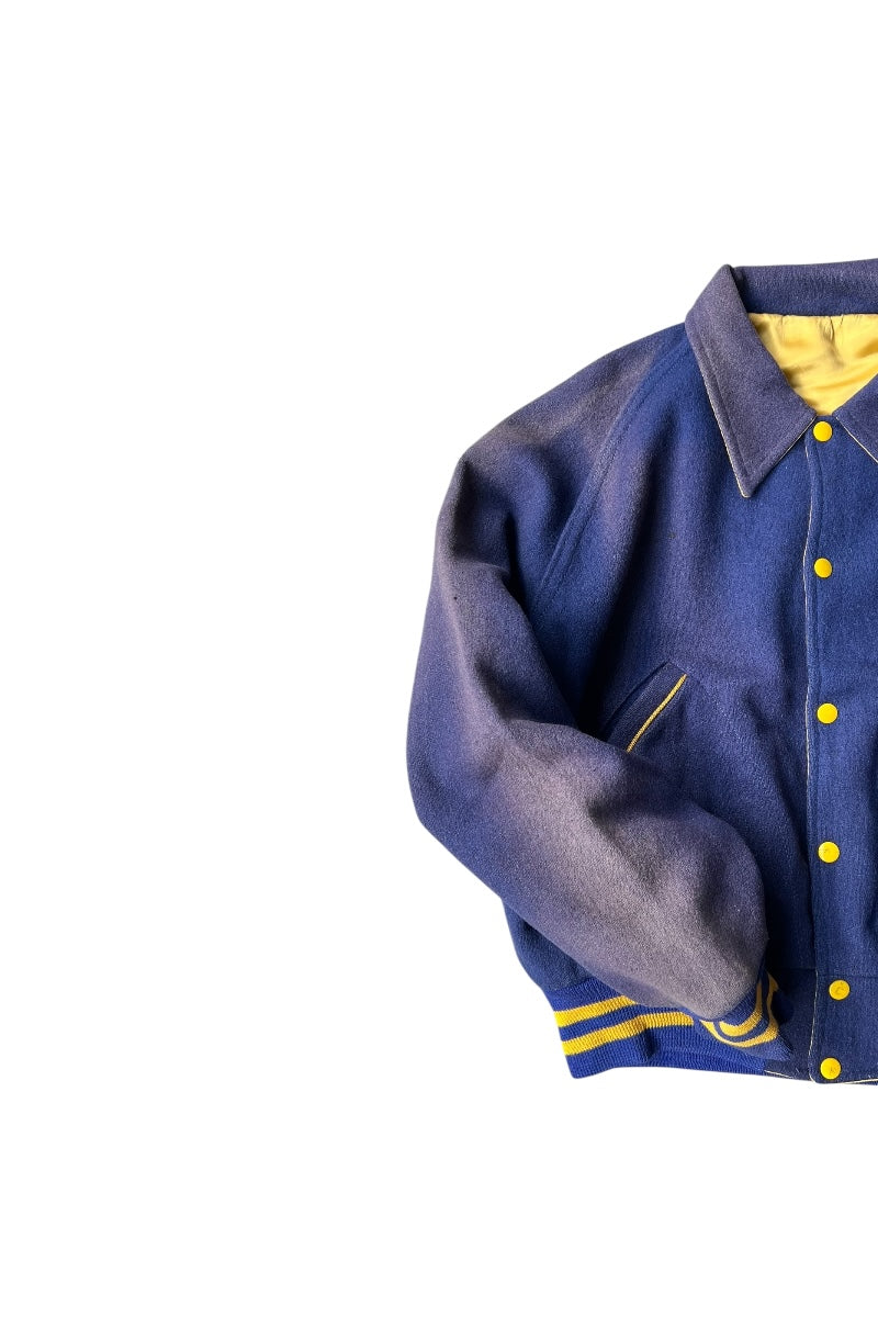 70-80s MAI WOOL STADIUM REVERSIBLE JACKET / NAVY [SIZE: S USED]