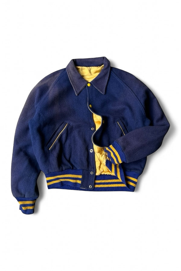 70-80s MAI WOOL STADIUM REVERSIBLE JACKET / NAVY [SIZE: S USED]