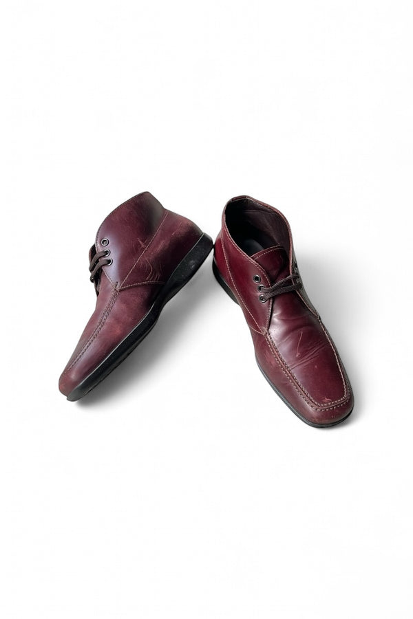 MADE IN ITALY SQUARE TOE CHUKKA BOOTS / BURGUNDY [SIZE: UK7.5 (26.5cm相当) USED]