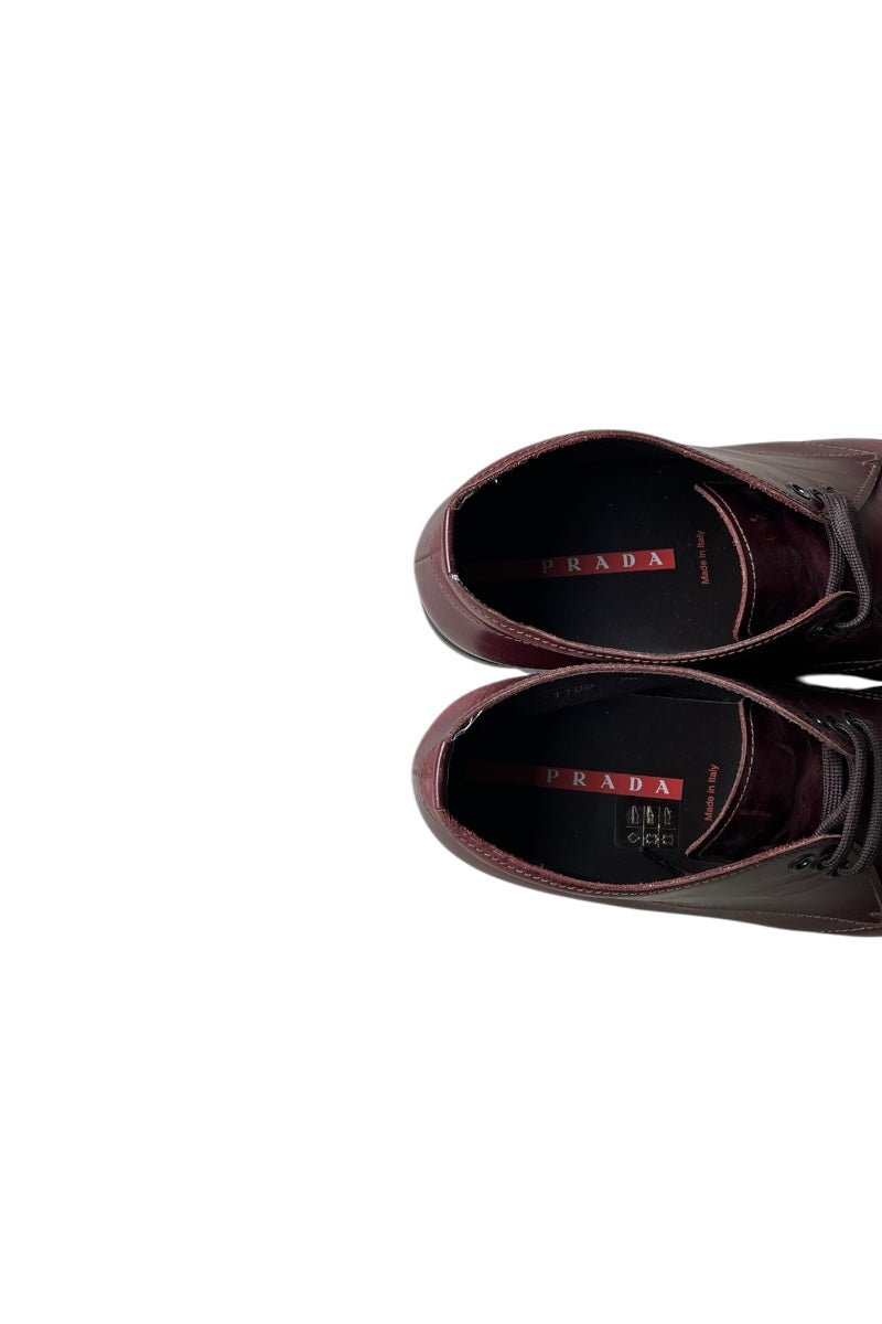 MADE IN ITALY SQUARE TOE CHUKKA BOOTS / BURGUNDY [SIZE: UK7.5 (26.5cm) USED]