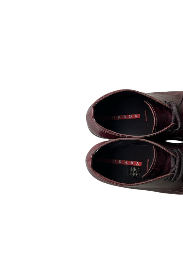 MADE IN ITALY SQUARE TOE CHUKKA BOOTS / BURGUNDY [SIZE: UK7.5 (26.5cm相当) USED]