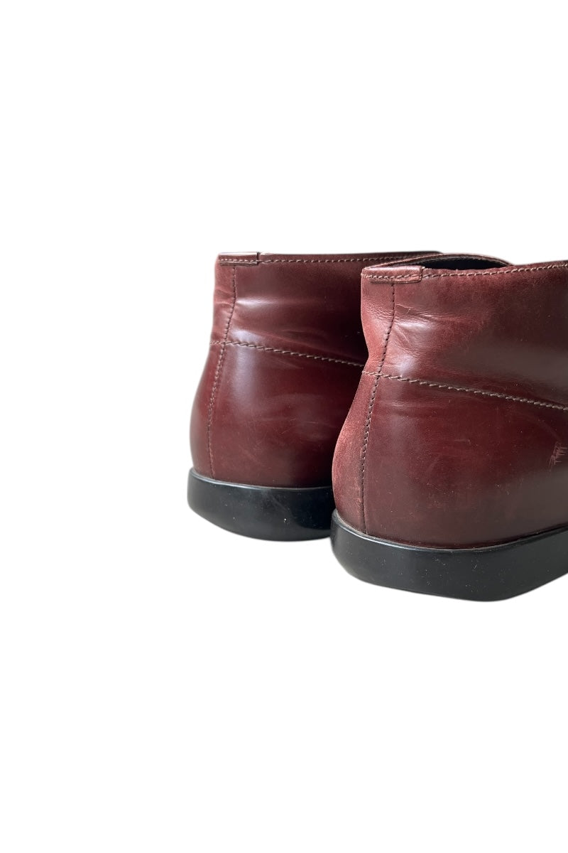 MADE IN ITALY SQUARE TOE CHUKKA BOOTS / BURGUNDY [SIZE: UK7.5 (26.5cm) USED]