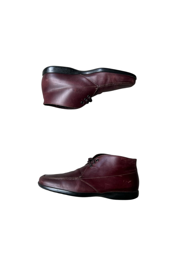 MADE IN ITALY SQUARE TOE CHUKKA BOOTS / BURGUNDY [SIZE: UK7.5 (26.5cm相当) USED]