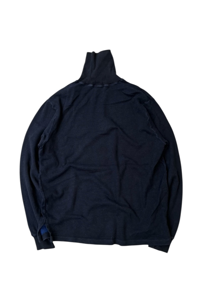 90'S TURTLE NECK COTTON KNIT SWEATER / BLACK [SIZE: M USED]